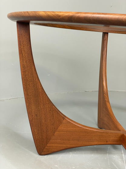G Plan Astro Coffee Table Round Teak 1960s Mid Century Vintage Glass Top EB12073