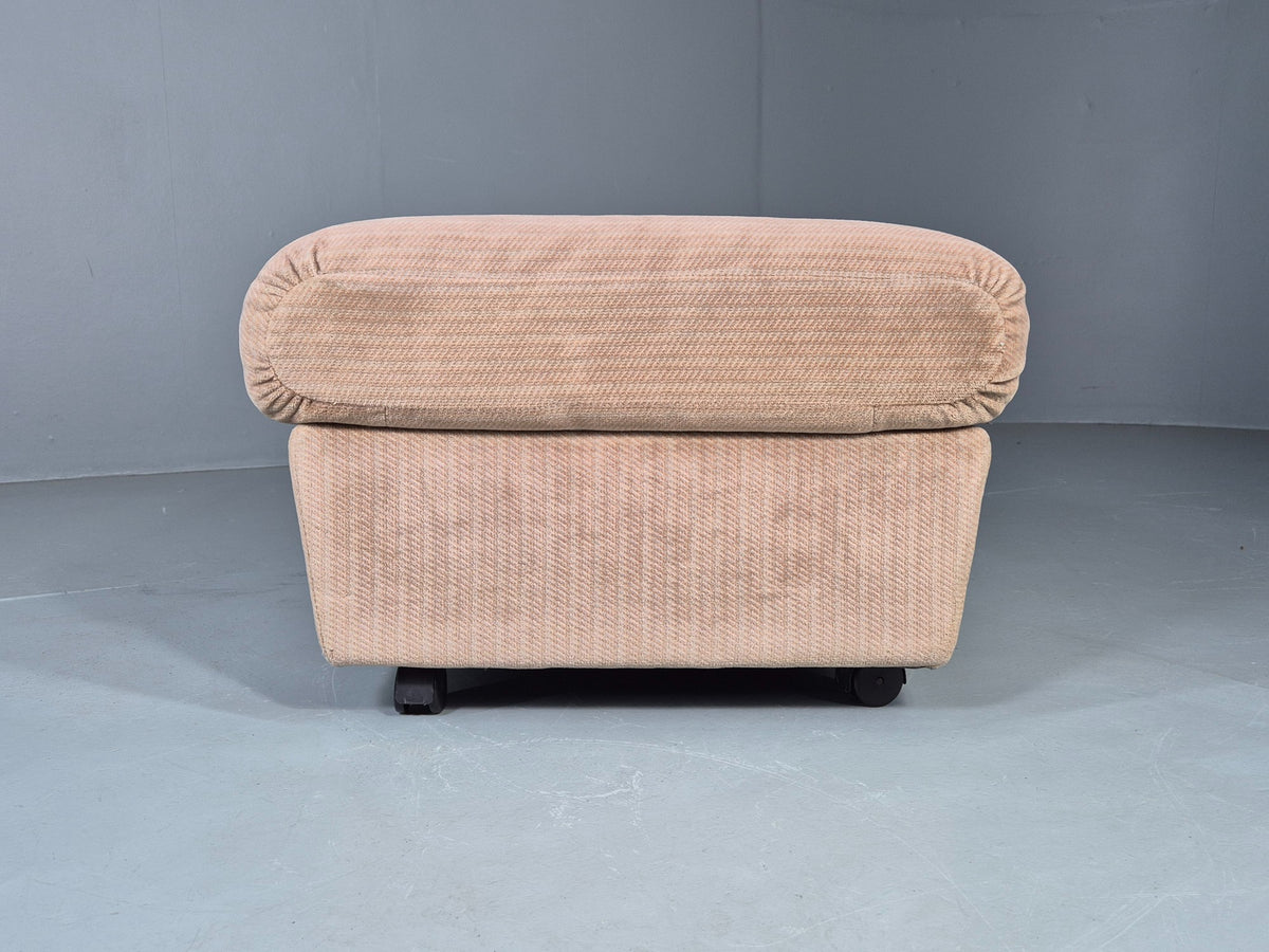 Vintage Footstool 1980s Retro Biege Dralon EB12559