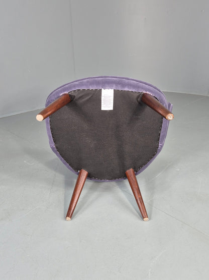 Vintage Danish Mid Century Tub Chair New Upholstery Teak Legs 1960s  EB12039