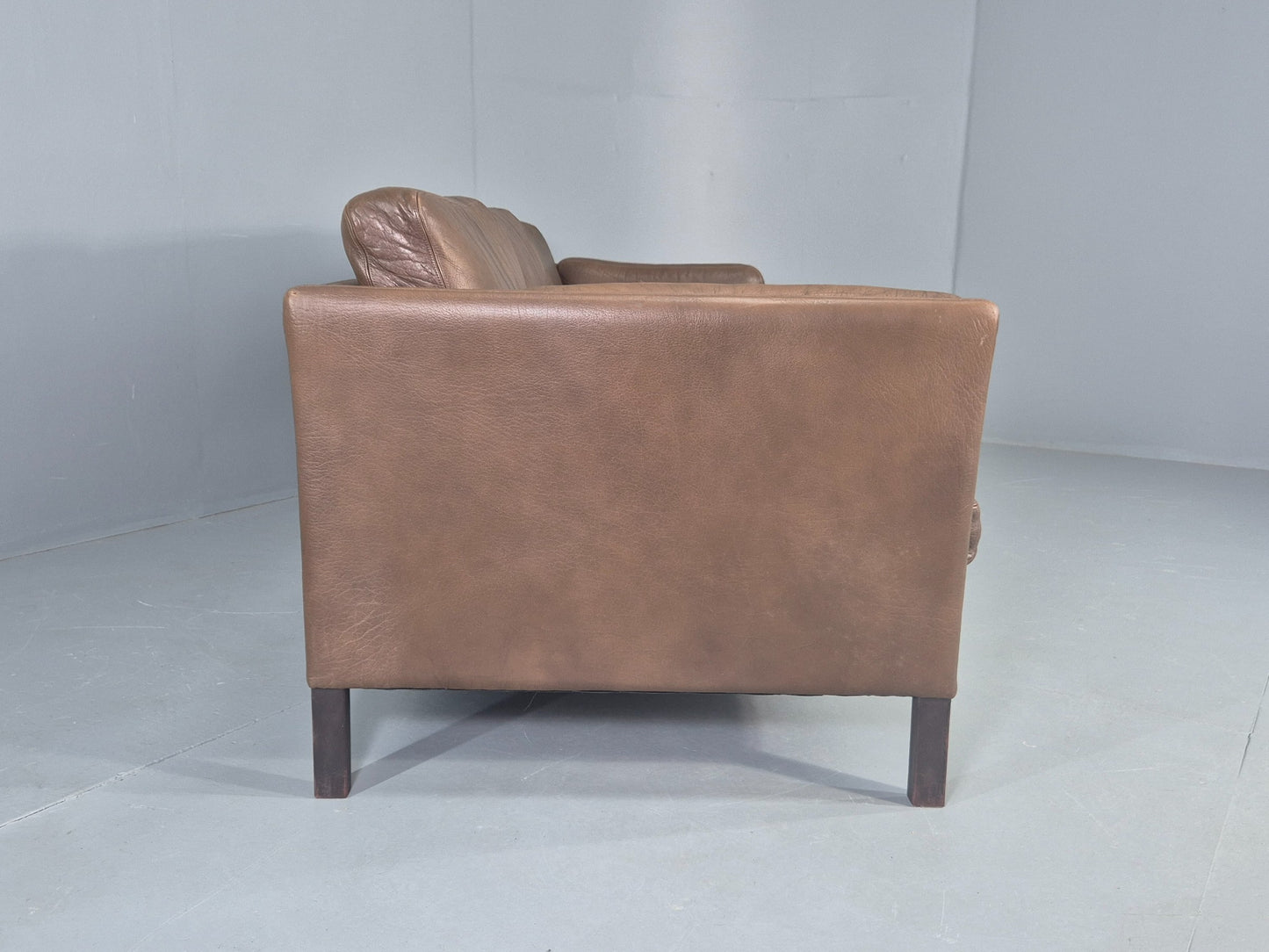 Vintage Thams 3 seater Sofa 1970s Denmark Leather Upholstery Retro MCM EB12446