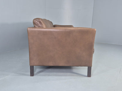 Vintage Thams 3 seater Sofa 1970s Denmark Leather Upholstery Retro MCM EB12446
