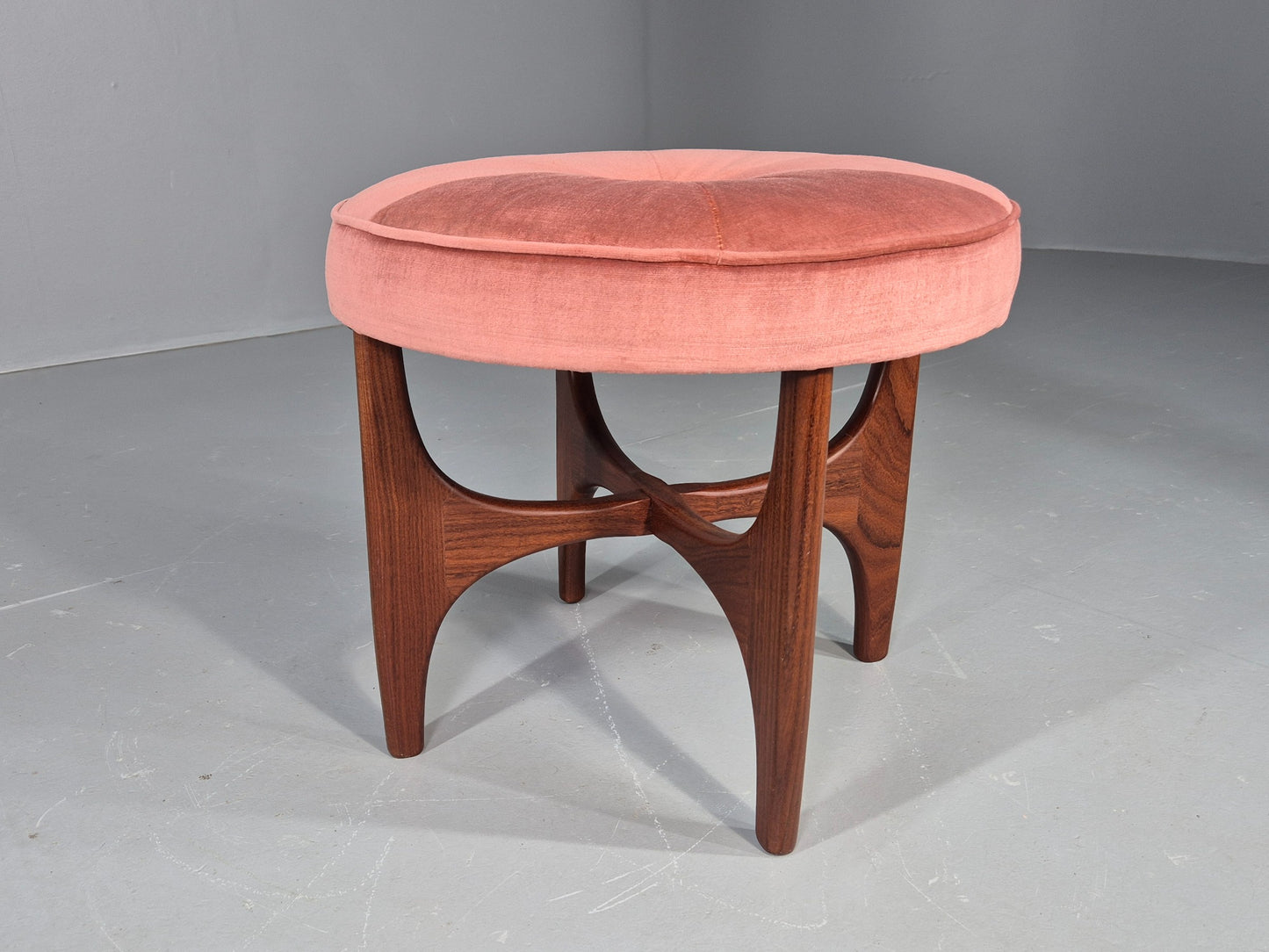 Vintage G Plan Fresco Stool Teak and Pink Velour Retro 1970s  EB12268