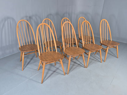 8 Ercol Windsor Quaker Highback Dining Chairs 1970s Retro MCM Eb13054