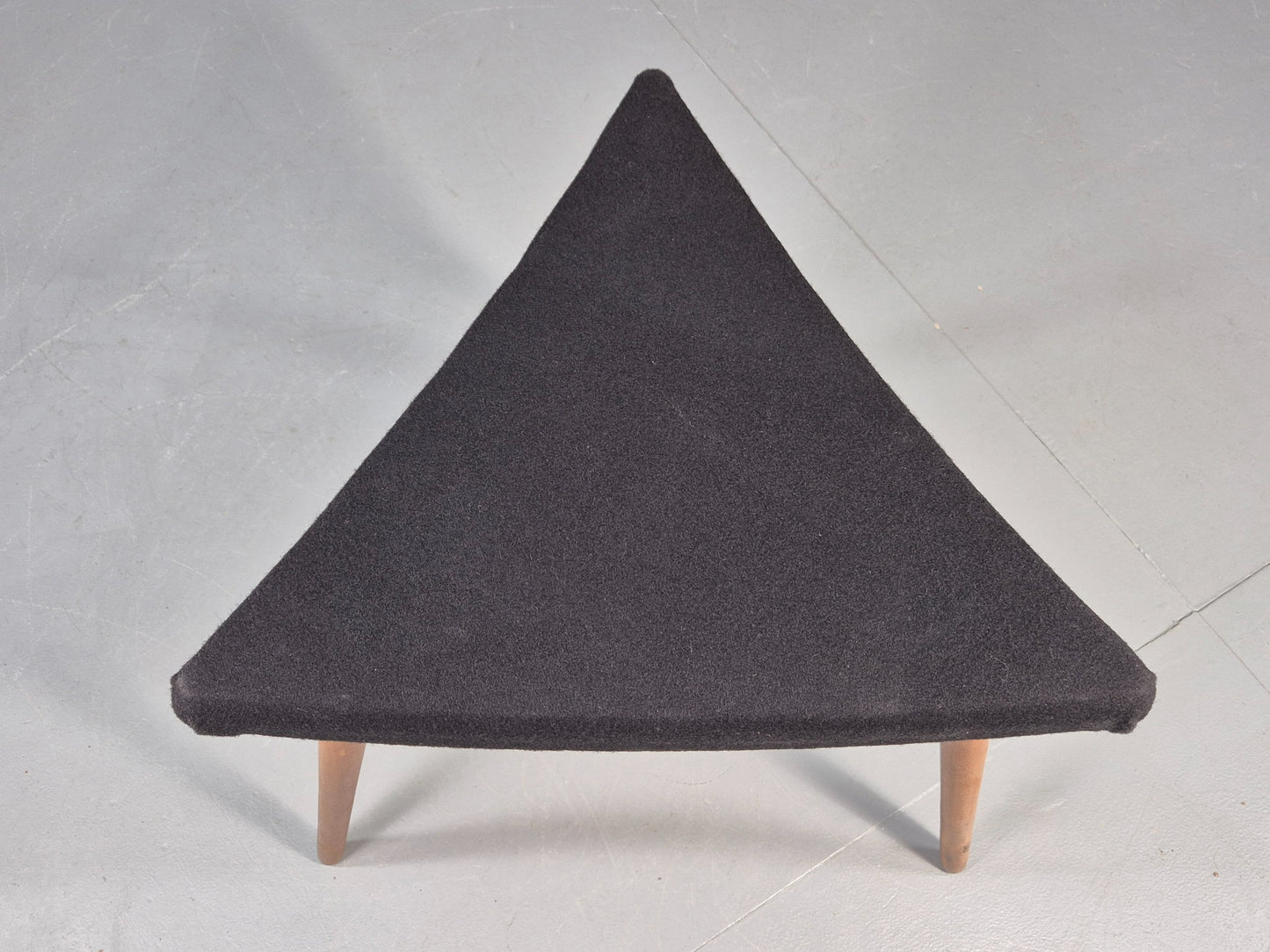 Vintage Danish Mid Century Footstool Triangular Black Cloth 1960s Retro EB12155