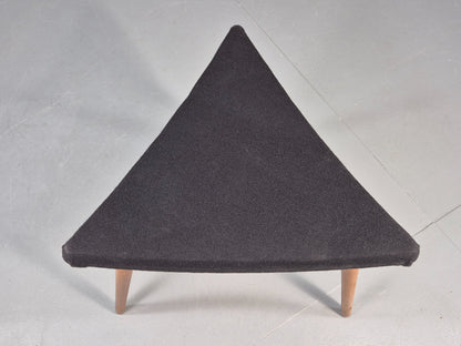 Vintage Danish Mid Century Footstool Triangular Black Cloth 1960s Retro EB12155