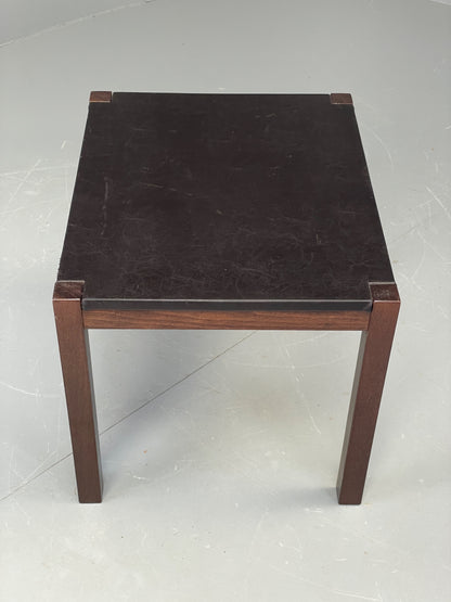 Vintage Danish Coffee Table Leather Topped Rectangular Dark Beech Wood EB12278