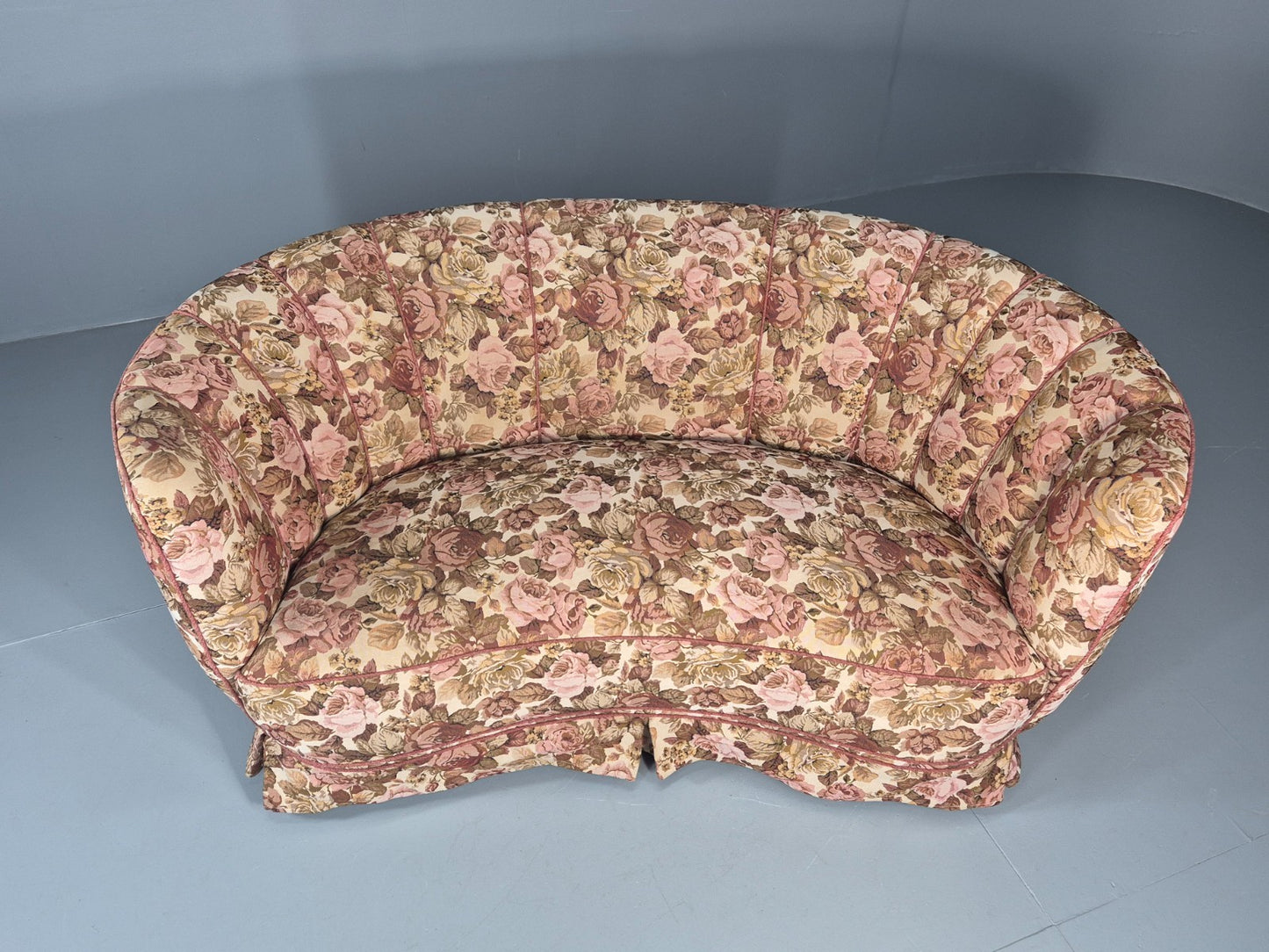 2 Seater Banana Sofa Vintage Danish Art Deco Floral Upholstery  EB10788 V2SS