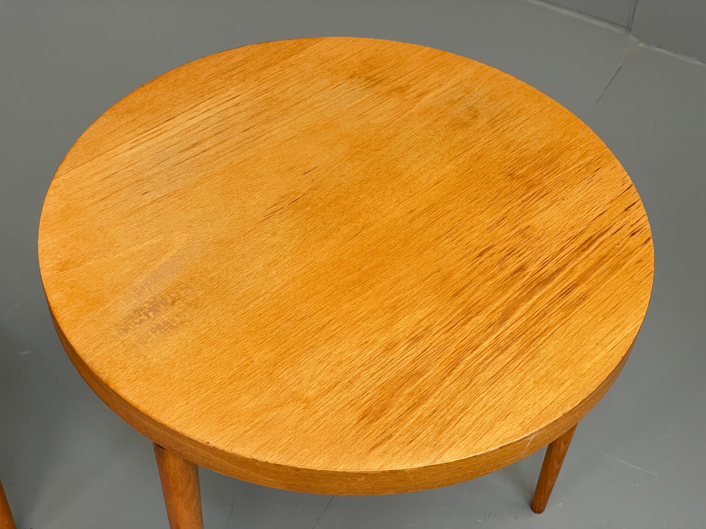 Vintage Circular Nesting Tables Set of Three Retro Mid Century Beech EB12875