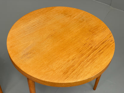 Vintage Circular Nesting Tables Set of Three Retro Mid Century Beech EB12875