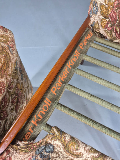 Vintage Parker Knoll High Back High Seat 1960s Lounge Chair Floral EB12798