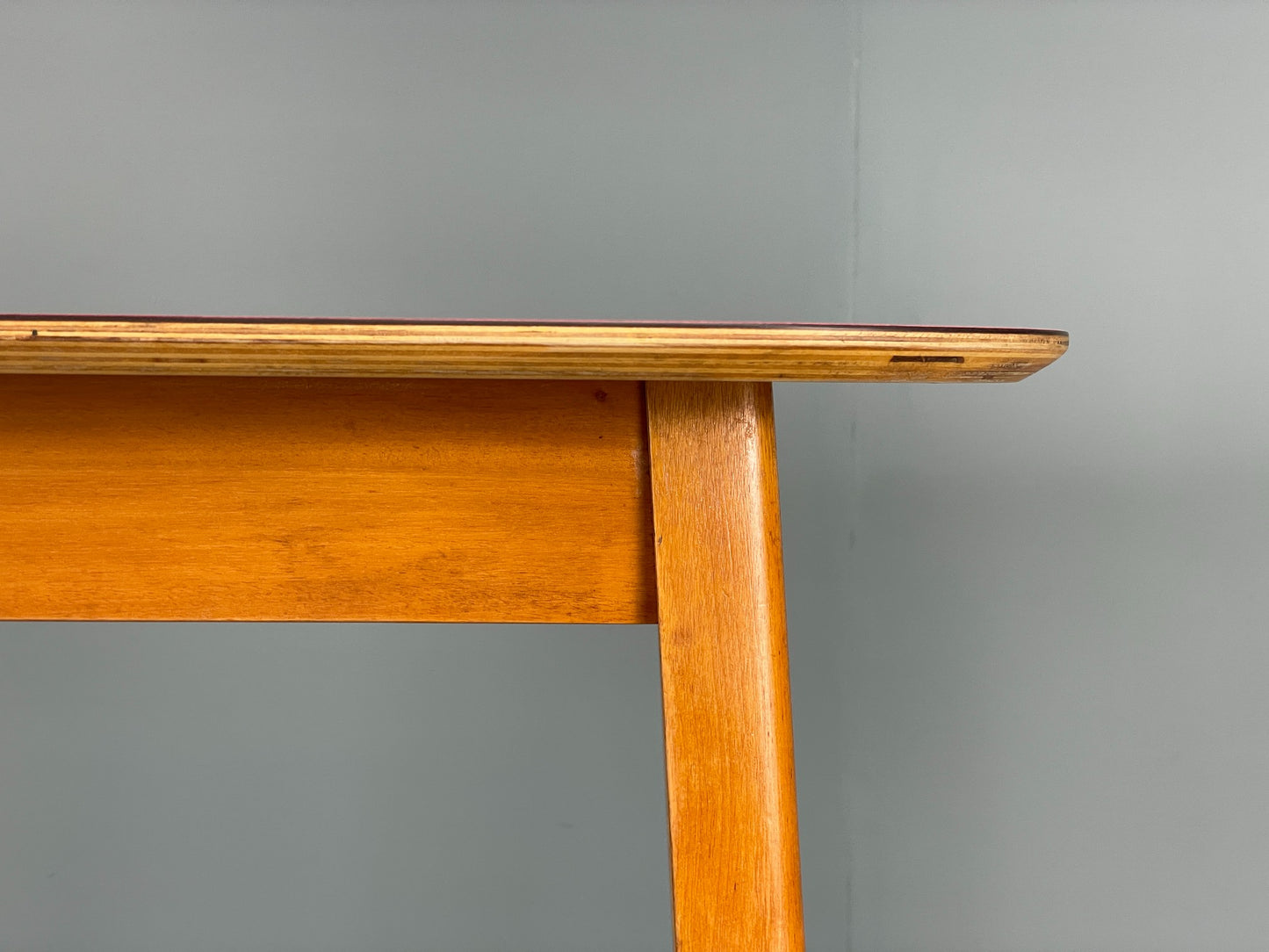 Vintage 1960s Kitchen Table Red Formica Retro Exposed Ply EB12194