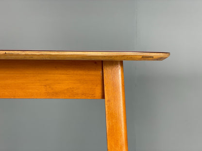 Vintage 1960s Kitchen Table Red Formica Retro Exposed Ply EB12194