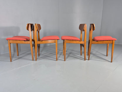 4 Vintage 1960s Dining Chairs, Beech and Teak Frames With New Upholstery EB11889