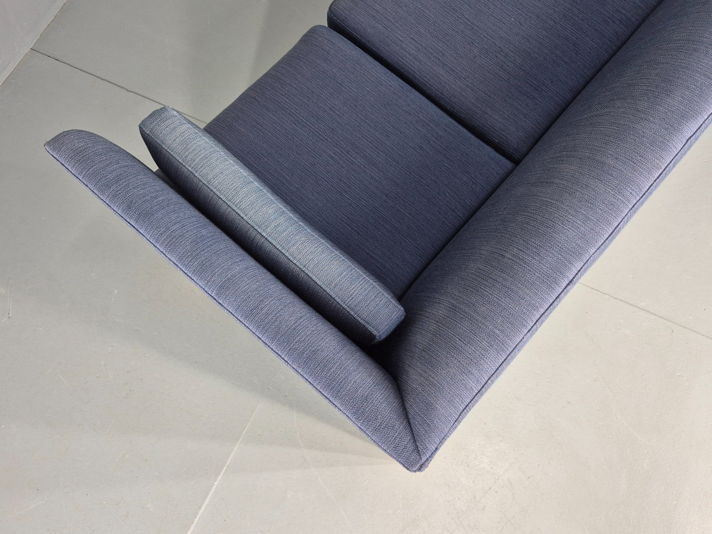 Vintage Danish Mid Century 3 Seater Sofa Original Blue Wool 1950s Retro EB12371