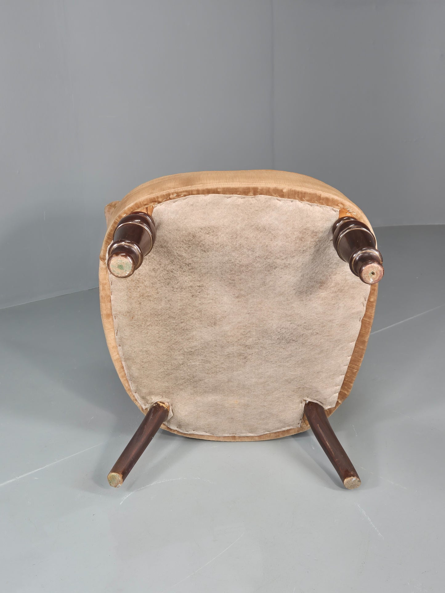 Antique Tub Chair Danish Peach Velour Upholstery 1900s  EB11934