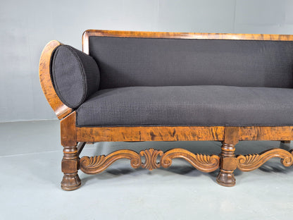 Vintage Danish Drop End Sofa Baroque Revival 1920s Antique Carved Wood EB12756