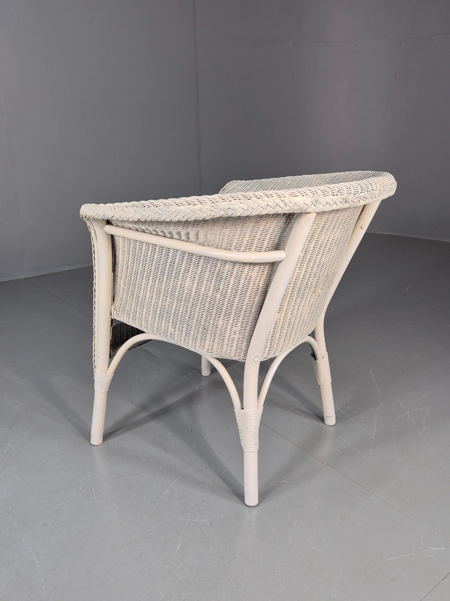 Vintage Lloyd Loom chair 1930s Original White Painted B12163