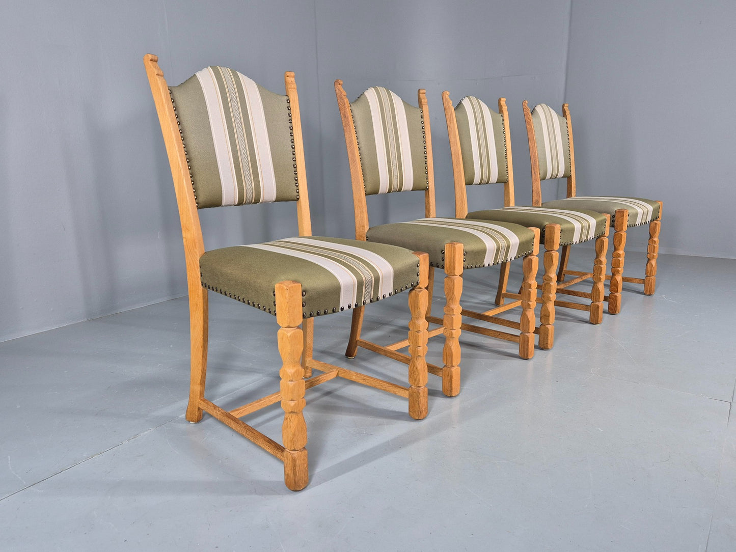 4 Vintage Henning Kjaernulf Dining Chairs Oak Frame 1970s Retro  EB12127