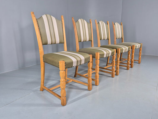 4 Vintage Henning Kjaernulf Dining Chairs Oak Frame 1970s Retro  EB12127