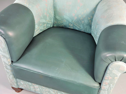 Vintage Art Deco Tub Barrel Chair 1980s Make Over Turquoise Retro EB12714