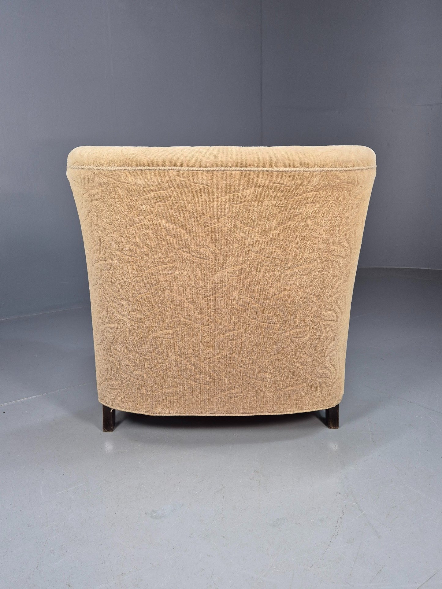 Antique Danish Art Deco Armchair Cream Moquette Beech Frame 1920s EB02887