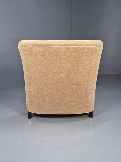 Antique Danish Art Deco Armchair Cream Moquette Beech Frame 1920s EB02887