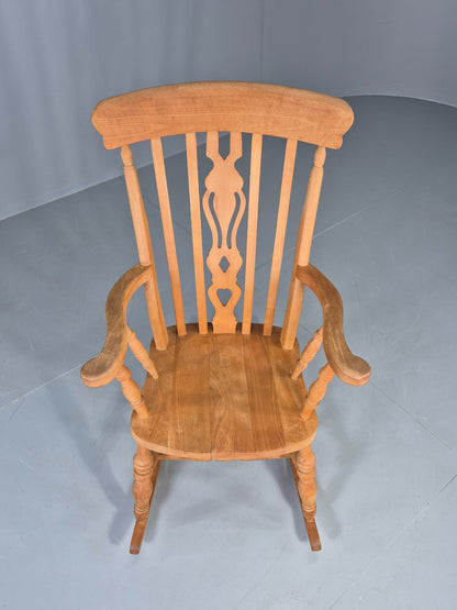 Vintage Beech Rocking Chair Antique Style Late 20th Century Splat Back EB12799