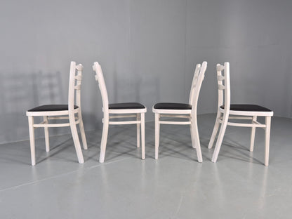 4 Vintage Kitchen Chairs 1960s Retro Black Vinyl and White Painted EB12584