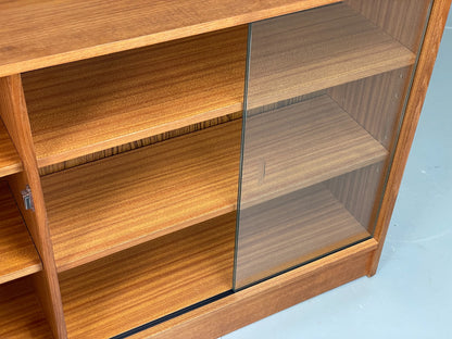 Vintage 1960s Glazed Bookcase Teak Mid Century Modern Shelving Cabinet EB12214