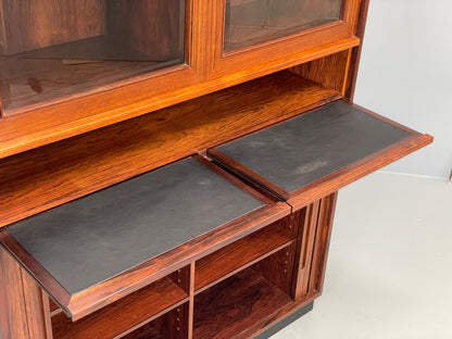 Vintage Danish Wall Unit Mid Century 1960s Tambour Shelving Cabinet Retro 13100