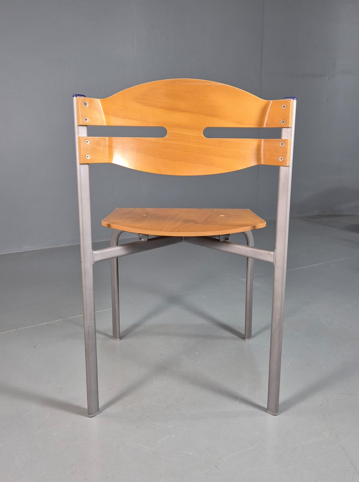 8 Vintage Danish Stacking chairs Plywood and Steel Mid Century Style Retro EB07993