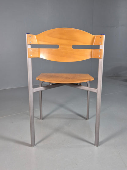 8 Vintage Danish Stacking chairs Plywood and Steel Mid Century Style Retro EB07993