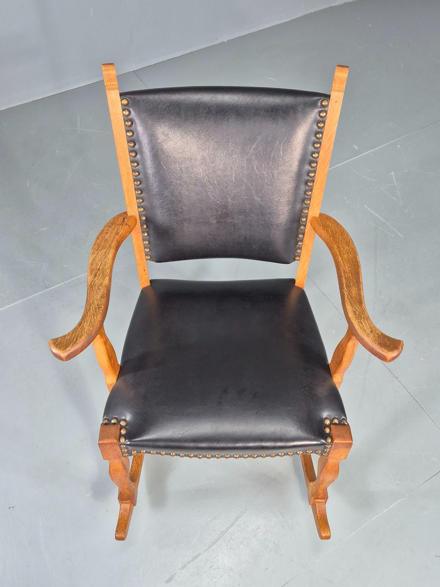 Vintage Danish Rocking Chair Honey Oak Frame Kjaernulf Style Retro 1970s EB12691
