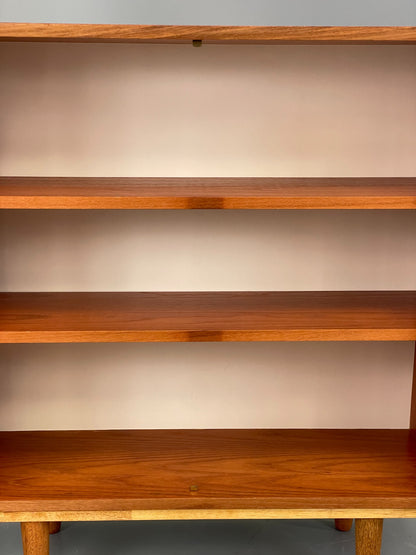 Vintage 1960s Teak Bookcase Glazed Retro Shelving Adjustable Mid Century EB11975