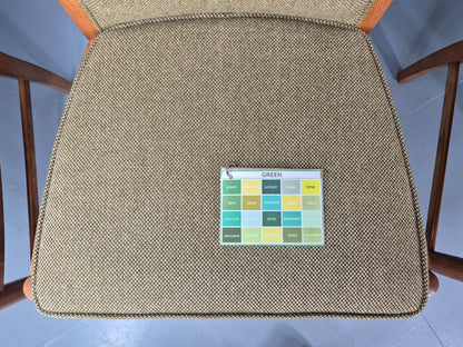 4 Vintage 1970s Elm Frame Dining Chairs Mid Century Retro Wool Seats EB12179