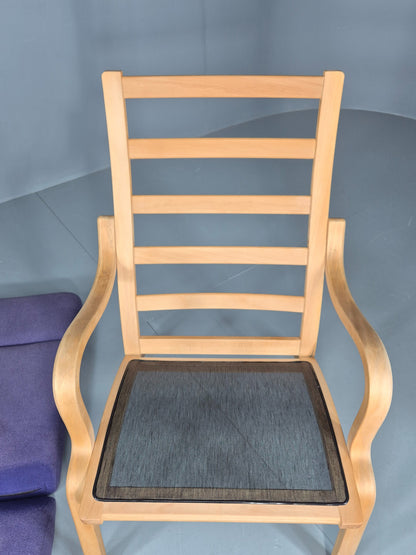 Vintage Mid Century Lounge Chair Bentwood Frame Danish Purple Wool 1980s EB12136