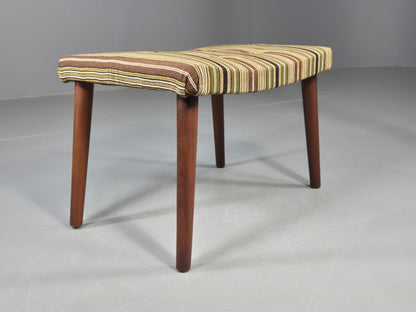 Vintage Mid Century Footstool Danish Design Wool Stripe Retro 1960s EB12099