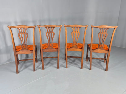 4 Hepplewhite Revival Dining Chairs 1900s Oak New Seat Pads Antique EB11932