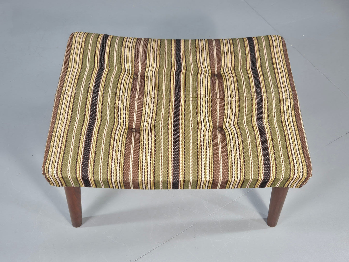 Vintage Mid Century Footstool Danish Design Wool Stripe Retro 1960s EB12099