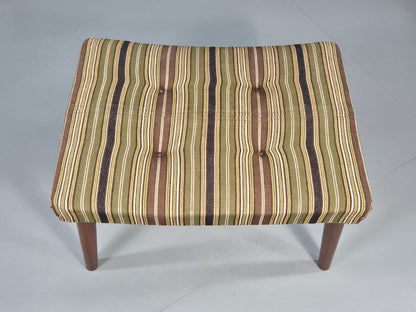 Vintage Mid Century Footstool Danish Design Wool Stripe Retro 1960s EB12099