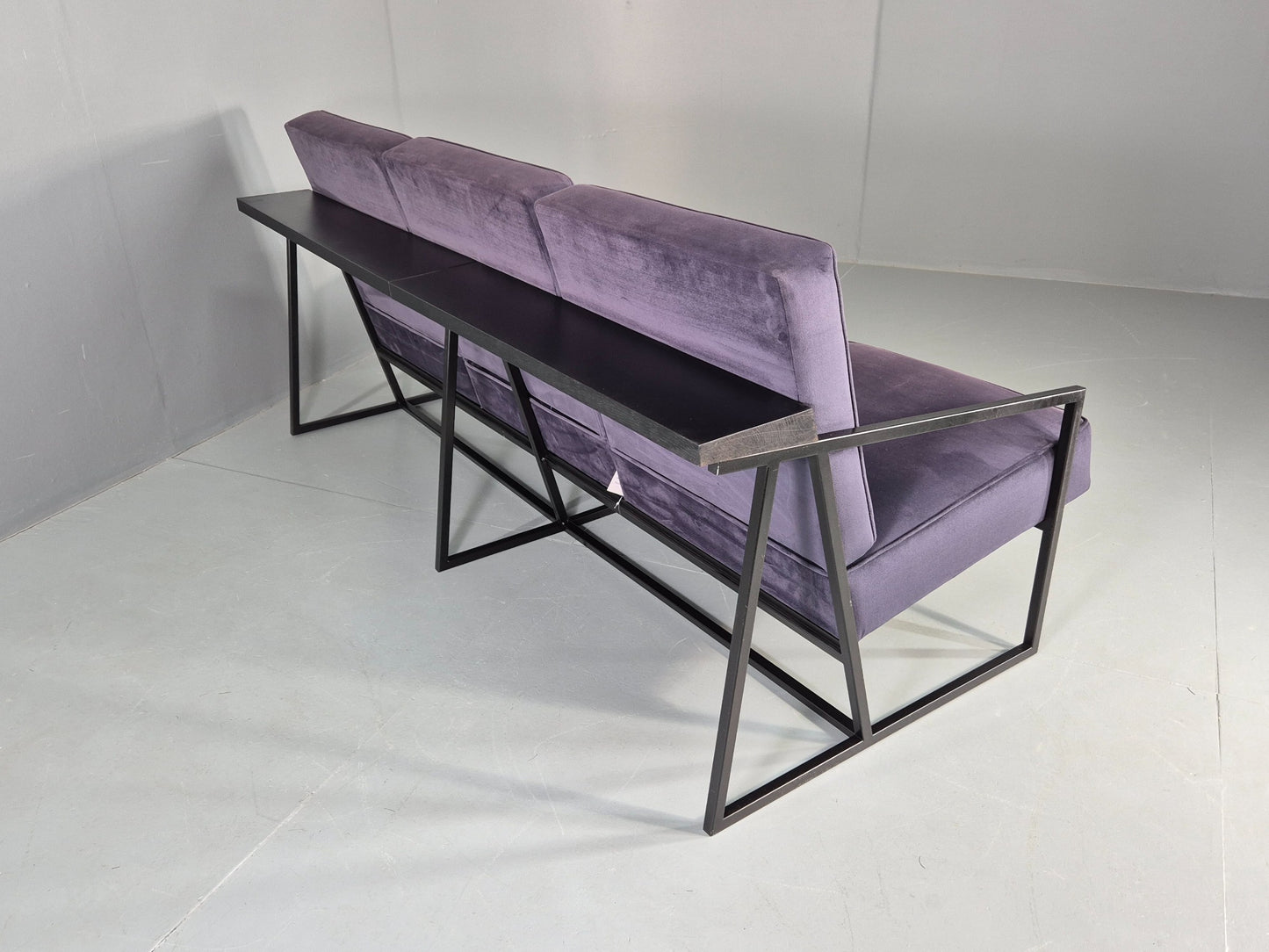 Vintage 3 Seater Sofa Modern Design Orange Box Lossit Purple Velvet EB12807