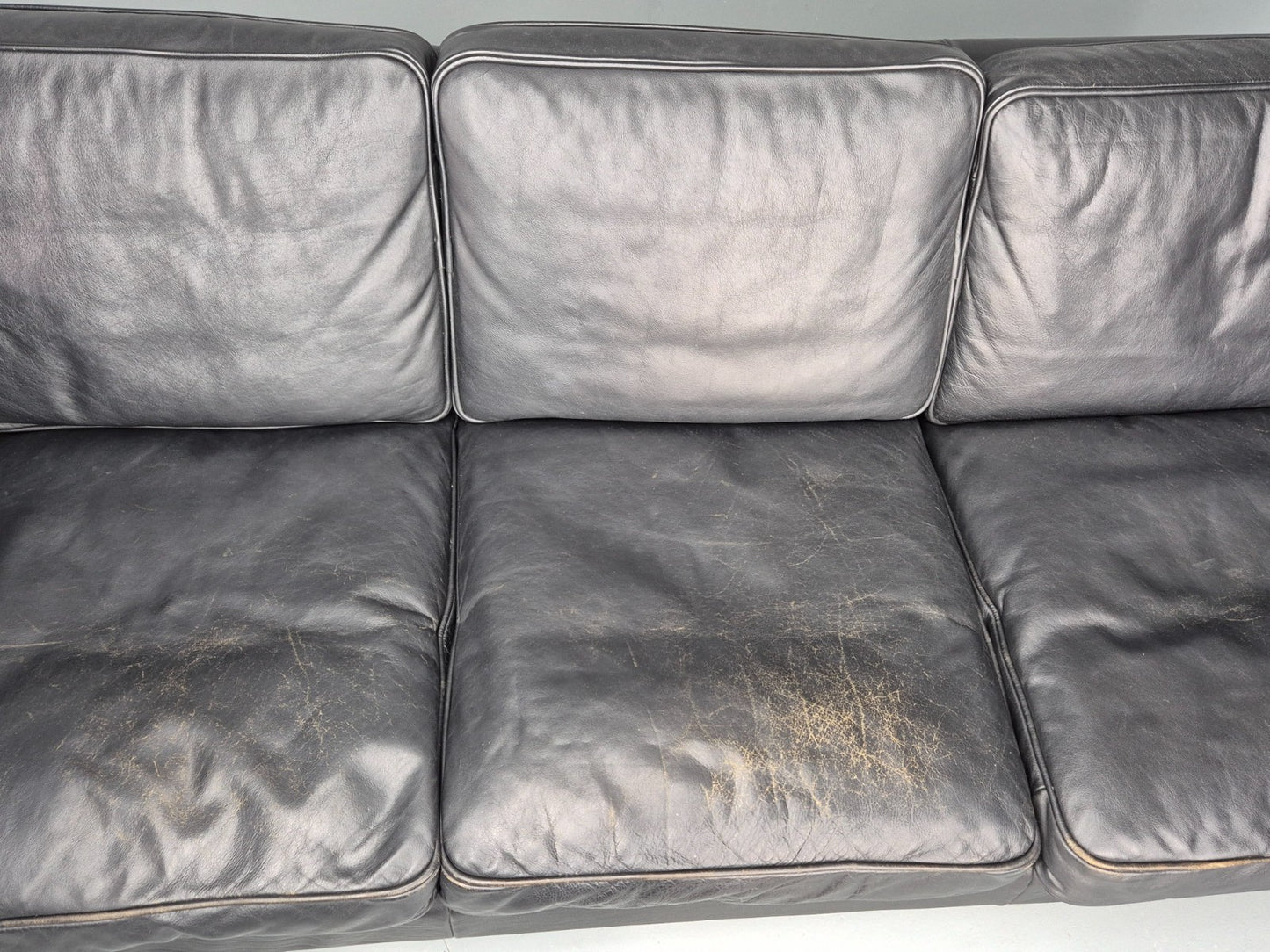 Vintage Danish 3 Seat Sofa Black Leather Mid Century Retro  EB10470 M3SS