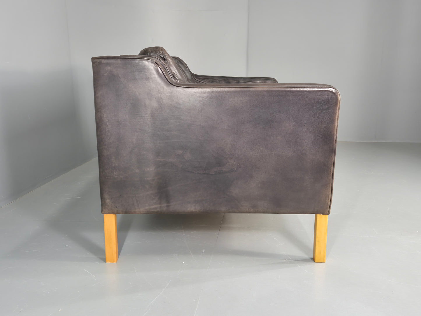 Vintage 2 Seater Sofa Mid Century Danish Leather Retro 1980s EB12227