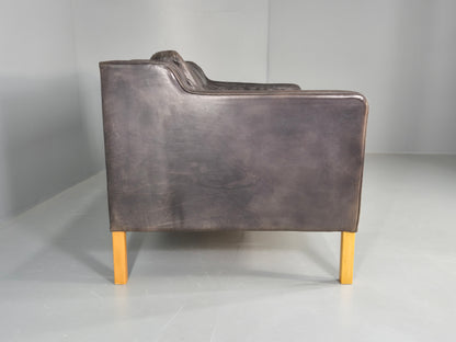 Vintage 2 Seater Sofa Mid Century Danish Leather Retro 1980s EB12227