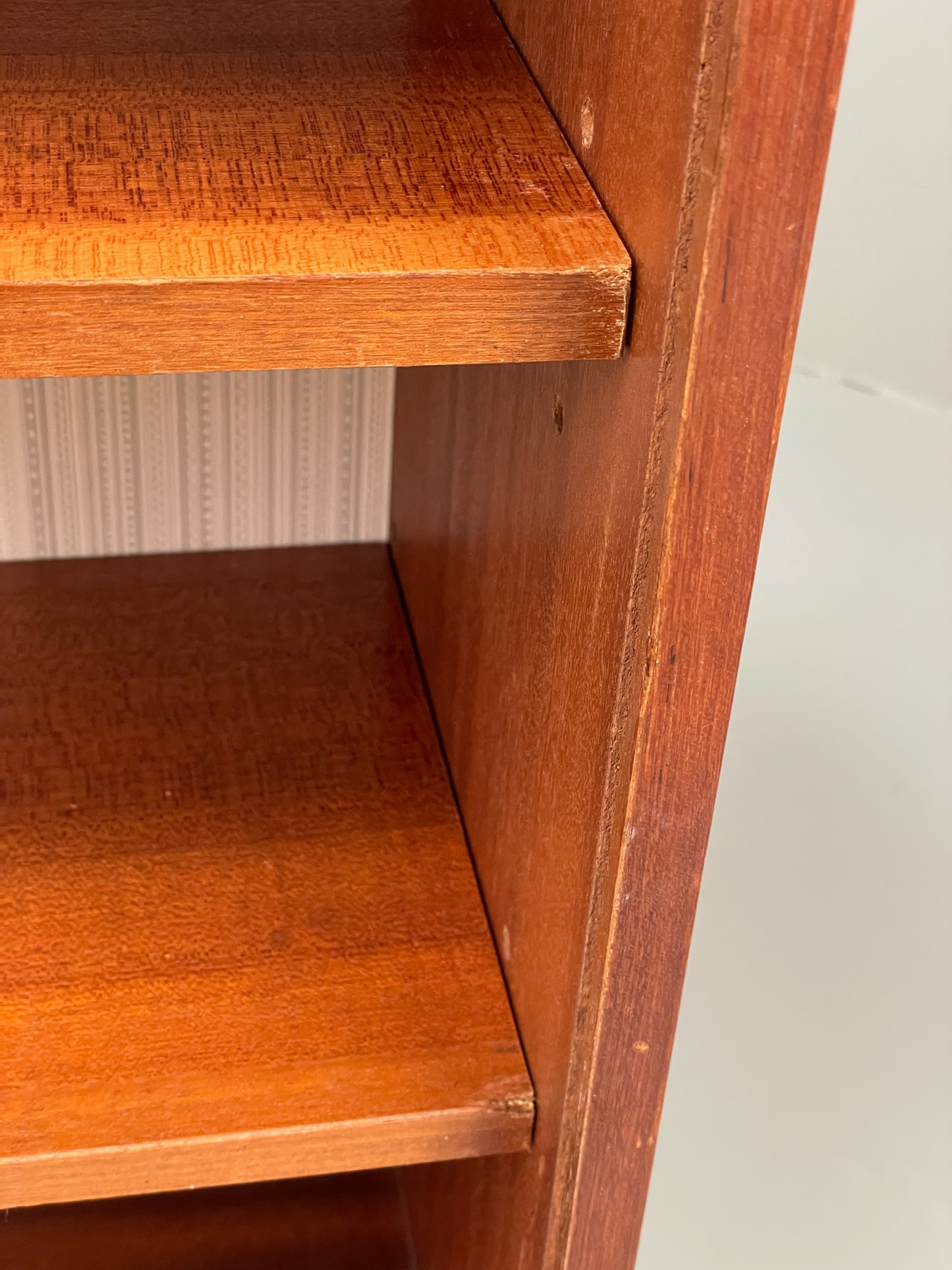 Vintage Teak Bookcase 1960s Retro Mid Century Glass Doors Shelving EB12877