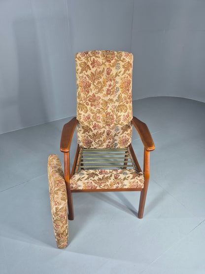 Vintage Parker Knoll High Back High Seat 1960s Lounge Chair Floral EB12798
