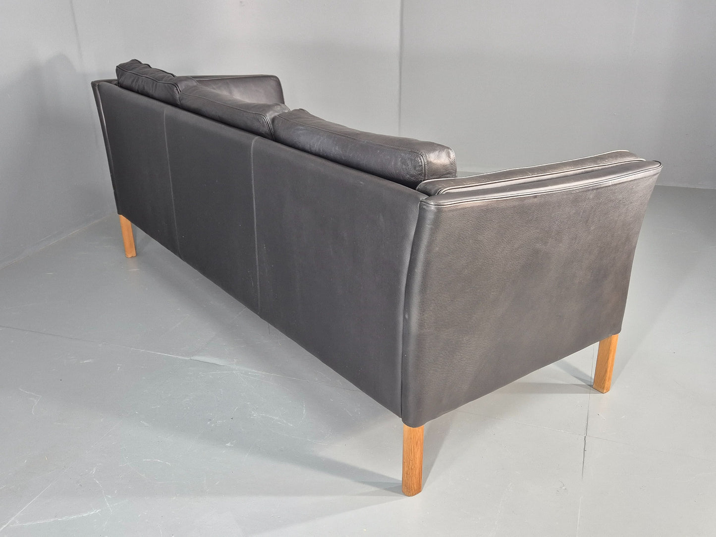 Vintage 3 Seater Sofa Danish Black Mogens Hansen 1990s MCM Retro EB11949