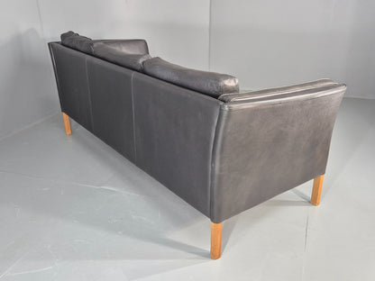 Vintage 3 Seater Sofa Danish Black Mogens Hansen 1990s MCM Retro EB11949