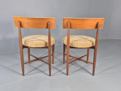 10 Vintage G Plan Dining Chairs Circle Seat Model Teak Frames Chenille EB12027