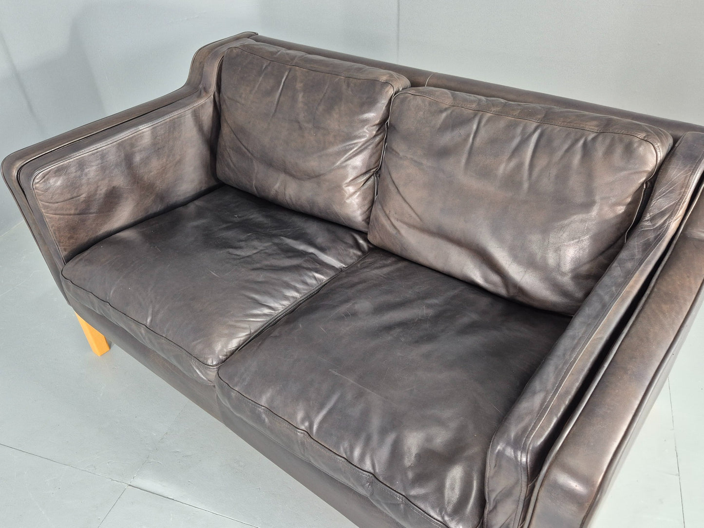 Vintage 2 Seater Sofa Mid Century Danish Leather Retro 1980s EB12227